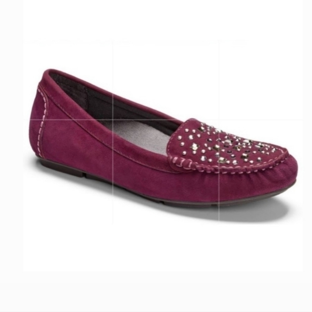 Vionic Women Athens Leather Embellished Loafer Slip on shoes sz 8.5